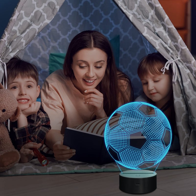 Lampeez مصابيح لامبيز لكرة القدم الليلية للأطفال 3D وهمية مصابيح كرة القدم 16 LED مع تحكم عن بعد تغيير الألوان لمصابيح الطاولة والمكتب زينة هدايا عيد الميلاد و عيد الميلاد لمشجعي الرياضة - Image 5